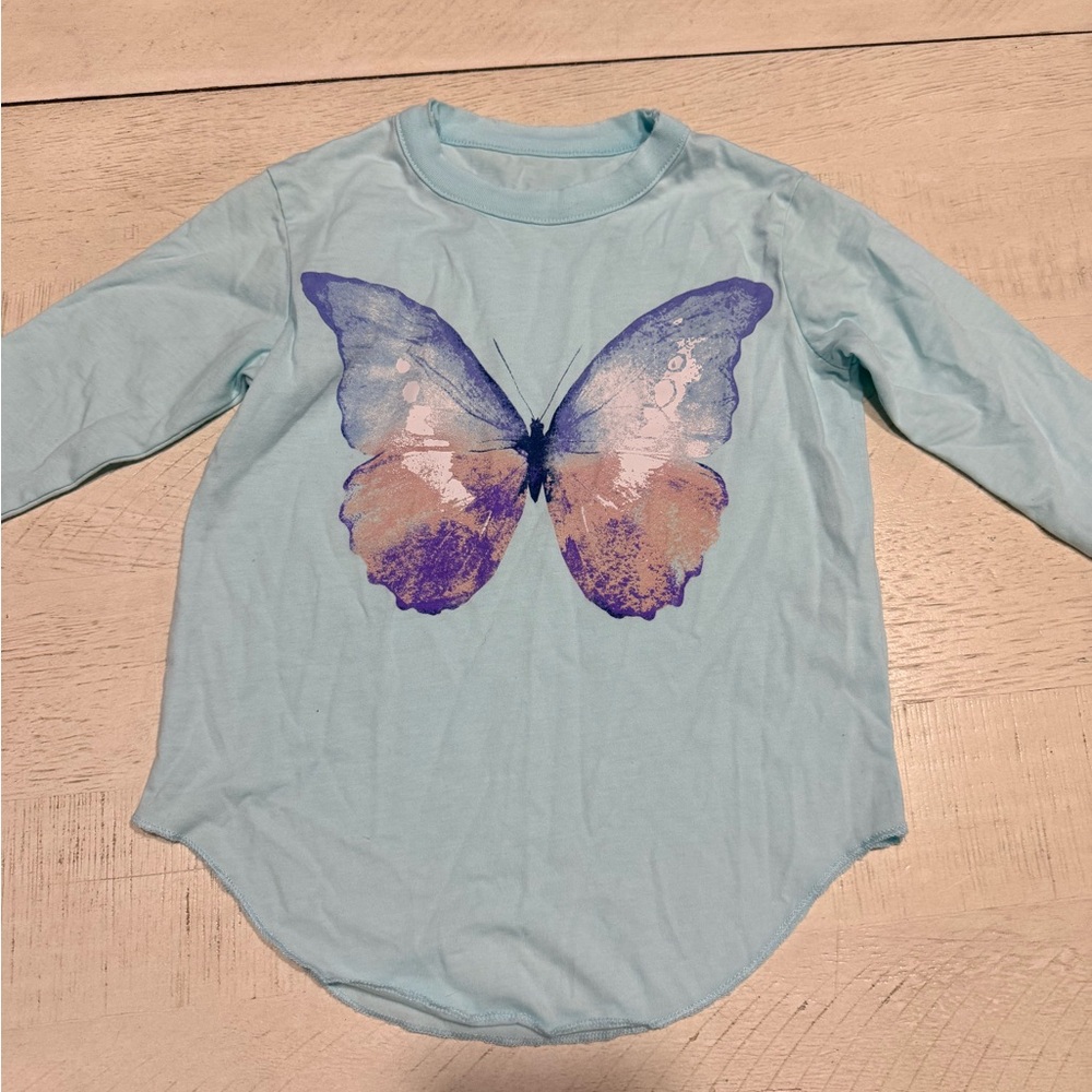 Butterfly Print Kids Shirt - Light Blue